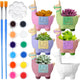 Pasimy 6 Set Ceramics to Paint DIY Ceramic Succulent Planter Pots Paint Your Own Flower Pots Craft Kit Unpainted Bisque Flowerpot with Brush Palette for Family Activity Holiday Gifts(Alpaca)