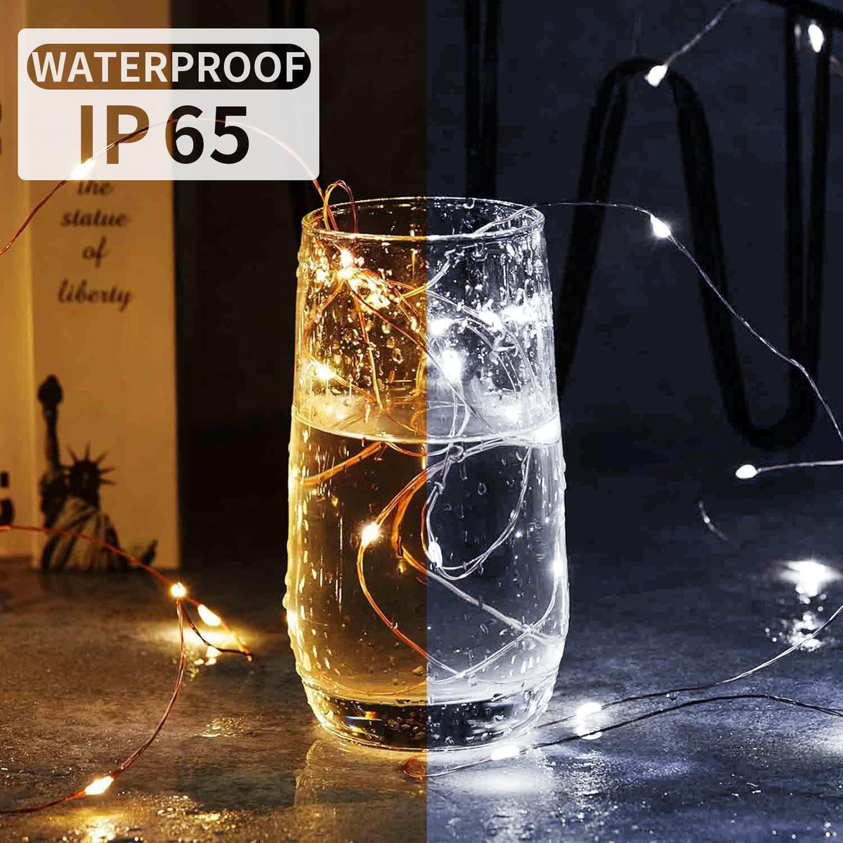 chzk 100 Pack Fairy Lights 7Ft 20 LED Twinkle String Lights 3 Modes Battery Operated Waterproof Firefly Starry for Mason Jar Party Wedding Christmas Valentines Day Table Centerpieces,Warm White+White