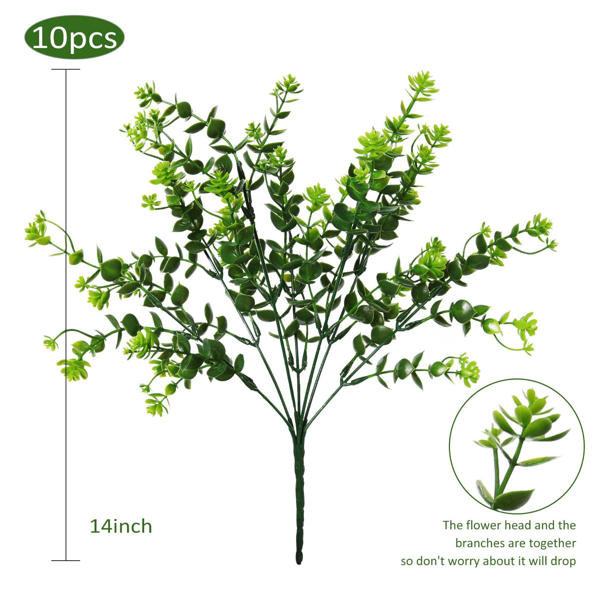 RECUTMS Artificial Green Outdoor Flowers Fake Greenery Artificial Plants