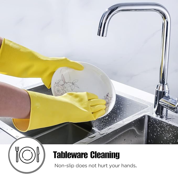 Rubber gloves dishwashing 2 or 4 Pairs for Kitchen,Cleaning gloves for household Reuseable.