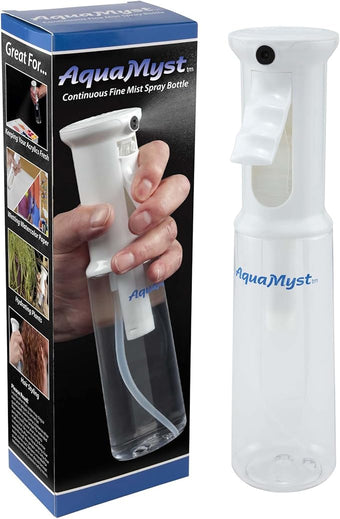 Creative Mark AquaMyst 300 ml Continuous Mist Spray Bottle - Ergonomic Plant Mister - Water Mister Spray Bottle w/Pre-Compression Technology, Drip-Free 0.3 mm Nozzle, Clear 10.14 oz Bottle