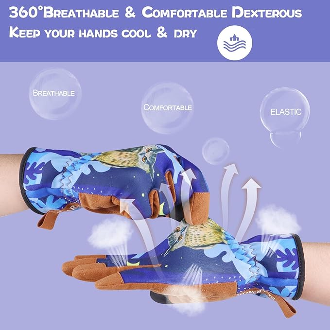 Leather-Gardening-Gloves for Women,Thorn-Proof Work-Gloves for Weeding,Digging,Planting,Pruning Yard garden Gloves