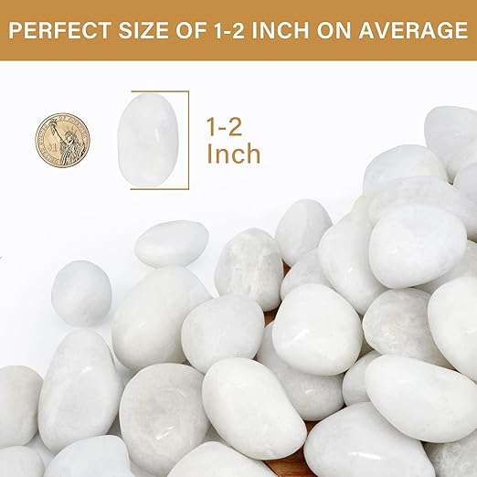 NUPICK 16lb White River Rocks for Outdoor Landscaping, 1-2 Inch Pebbles for Indoor Plants, Natural Polished Aquarium Gravel, Decorative Rocks for Succulent, Garden, Vases Fillers, Bird Baths