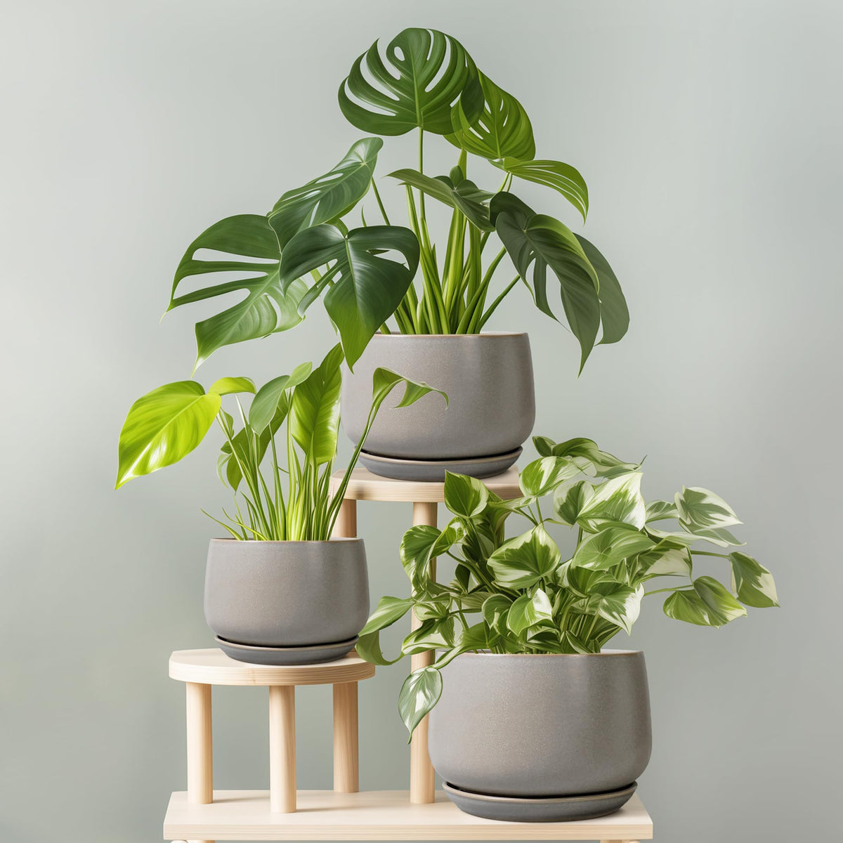 G EPGardening Ceramic Pots for Plants 7 Inch, Grey
