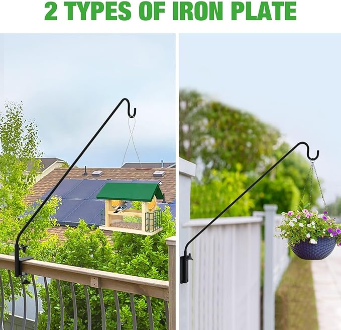 ERYTLLY Heavy Duty Deck Hook Wall Mounted Hook, Extensible and Adjustable Deck Hook with 2" Non Slip Horizontal Clamp for Hanging Bird Feeder, Plants, Suet Baskets,Wind Chimes,Lanterns and More