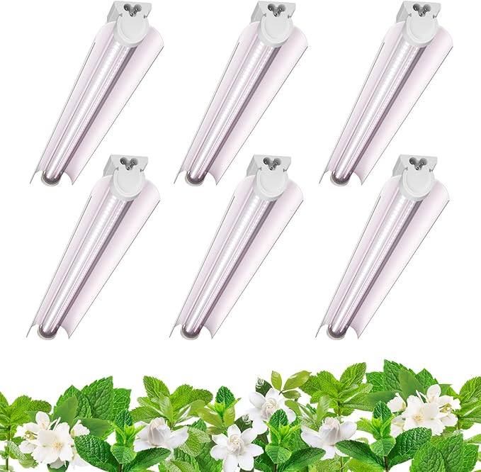 Barrina LED Grow Lights, Full Spectrum, 180W(6 x 30W, 1000W Equivalent), 3ft Grow Light Strips, T8 Grow Light Bulbs, Plant Lights for Indoor Plants, Greenhouse, Pinkish White, Linkable Design, 6-Pack