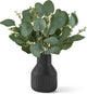 Dahey Artificial Eucalyptus Stems in Small Ceramic Vase Centerpiece Table Decorations Modern Farmhouse Decor Fake Eucalyptus Plants with Vase for Bathroom Kitchen Shelf Living Room Home Decor, Black