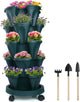DUNCHATY Stackable Vertical Garden Planter with Wheels, 5 Tier Herb Planter Pots for Growing Vegetables and Succulents, Pine Green