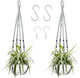 Augshy 2 Packs Macrame Hanging Planter, Indoor Hanging Planter Basket with Wood Beads Decorative Macrame Pot Hanger for Home Decor (Grey)