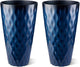 Glitzhome 23.75" H Tall Planter, Set of 2 Wavy Texture Cobalt Blue Large Tall Outdoor Planters, with Drainage Hole, Plastic Large Round Decorative Flower Plant Pot for Indoor, Front Porch