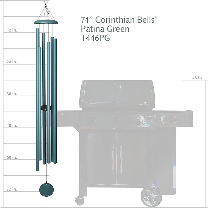 Corinthian Bells by Wind River - 74 inch Patina Green Wind Chime for Patio, Backyard, Garden, and Outdoor Decor (Aluminum Chime) Made in The USA