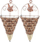 POPETPOP Wall Hanging Flower Pot Rattan Cone Shaped Planter Indoor Wall-Mounted Decorative Basket with Iron Frame Space-Saving Design