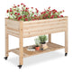VINGLI 45.7"x22.4"x32.4" Elevated Raised Garden Bed Outdoor, Heavy Duty Wood Planter Box with Legs, Bed Liner Included, for Vegetables, Fruits, Sturdy Long Lasting Planter Box (Nuture - with Wheel)