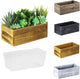 CYS EXCEL Small Natural Light Brown Wood Rectangle Planter with Removable Plastic Liner (H:4" Open:10"x5") Country Rustic Indoor Decorative Box for Flower Succulent