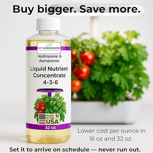 Liquid Plant Food – Hydroponics Nutrients for Indoor House Plants, Tomato, Strawberry, Lucky Bamboo, Lettuce, Vegetable Garden & Herbs – Aero Nutrients Liquid Fertilizer for All Growing Systems (32oz)
