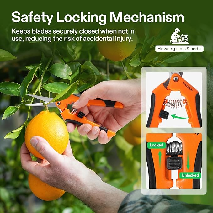 VIVOSUN 6-Pack 6.5 Inch Gardening Scissors Hand Pruner Pruning Shear with Straight Stainless Steel Blades Orange