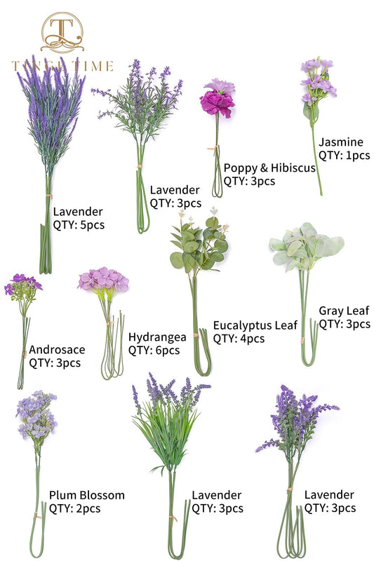TINGE TIME Artificial Greenery Stems Box Set, 36pcs with 11 Kinds Faux Greenery Stems and Fake Lavender Bulk for Wedding DIY Bouquets Table Centerpieces Floral Arrangement Wedding Home Decor