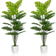 SAJANDAS Set of 2 Artificial Monstera Deliciosa Plants in Pots, Fake Tropical Palm Tree with Greenery Leaves Stems, 43 Inch Faux Swiss Cheese Floor Plants Indoor for Home, Office, Store Decor