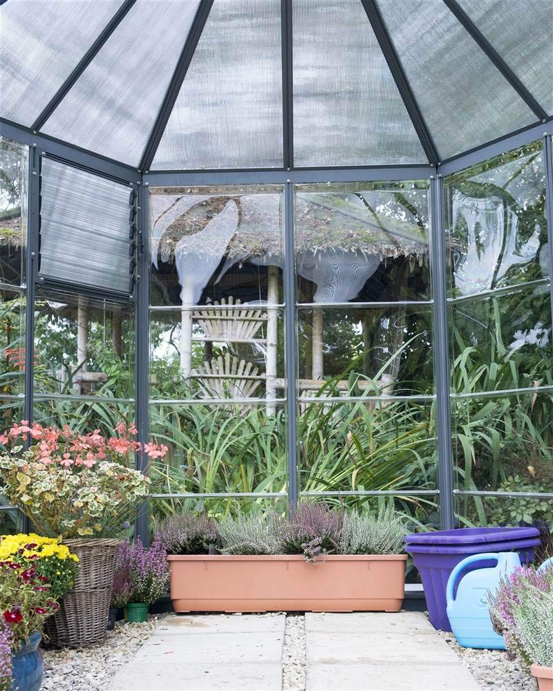 Palram - Canopia Oasis Hex 7' x 8' Polycarbonate Aluminum Greenhouse, Gray