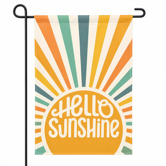 Summer Party Decorations - Hello Sunshine Summer Garden Flag | Double Sided Welcome Yard Outdoor Flag - Summer Party Accessories Backdrop Favors Supplies Decor for Garden Yard Porch Patio Lawn Outside