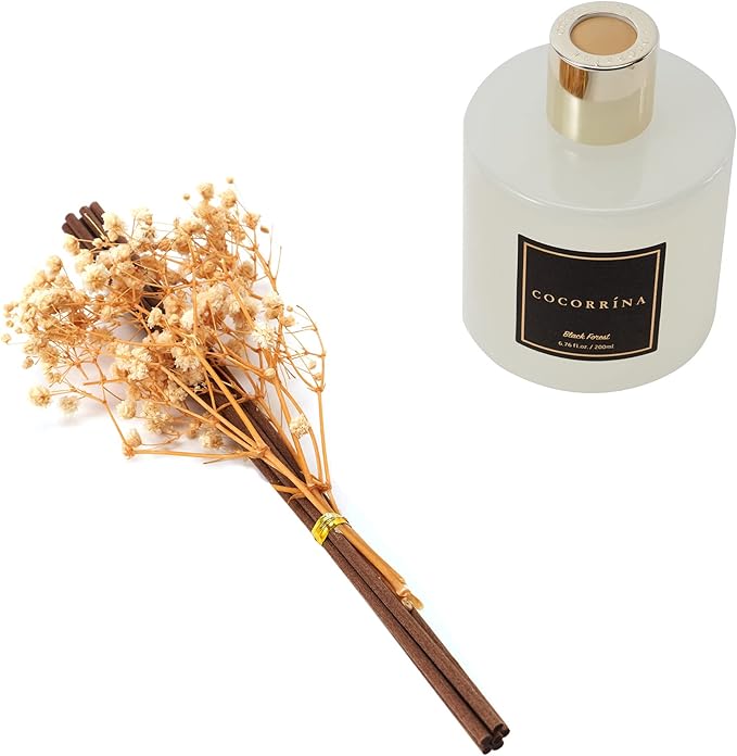 Cocorrína Reed Diffuser Sets, 6.7 fl oz. Black Forest Diffuser with Sticks Home Fragrance Reed Diffuser for Bathroom Shelf Decor