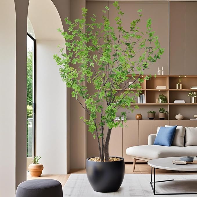 Artificial Enkianthus Tree 8ft Tall Faux Tree with Large Trunks and Realistic Leaves, Fake Enkianthus Tree Floor Potted Artificial Plants for Home Office Living Room Indoor Decor (8feet,1Pack)