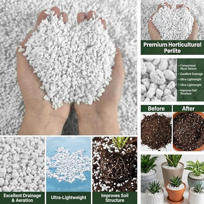 5QT Organic Perlite Horticultural Soil Amendment for Plants and Enhanced Drainage Enhanced