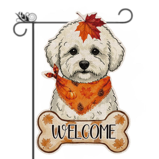Fall Bichon Frise Decor Outdoor - Bichon Frise Fall Dog Decor Double Sided Garden Flag Outside Vertical Autumn Holiday Welcome Yard Decoration Lawn Outdoor Decor