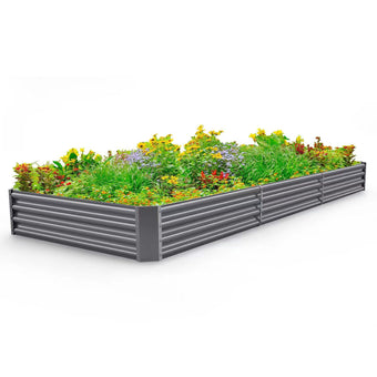 Land Guard 12×4×1ft Galvanized Raised Garden Bed Kit for Vegetables, Galvanized Super Large Metal Planter Raised Garden Boxes Outdoor(359 Gallon Capacity（Grey）…