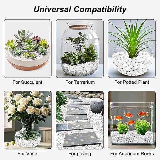 Aquarium Gravel,Landscaping Pebbles, Decorative Ornamental Pebbles Garden,Landscaping Stones Gravel Filler for Home Decoration Flower Bed Fish Tank Plants Vases Succulents (10 Pounds, White)