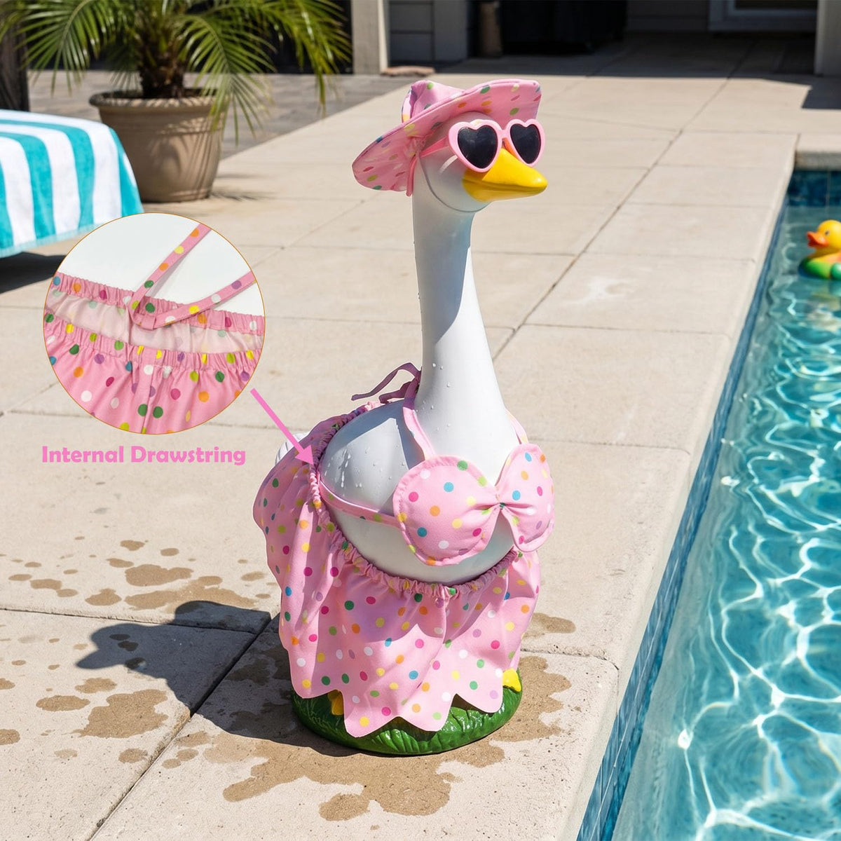 Porch Goose Statue with Outfits 20" Resin White Goose Indoor/Outdoor Decor