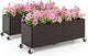 Giantex Set of 2 Wicker Raised Garden Bed with Wheels, 38”x12”x14”, Rectangular Garden Planter Box w/PE Rattan, Liner Fabric, Wicker Patio Elevated Raised Bed for Vegetable Flower Herb Porch Balcony