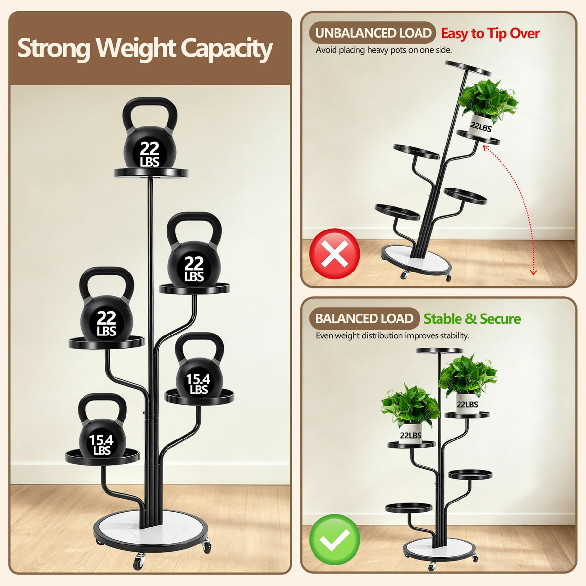 5 Tier Tall Plant Stand Indoor, Corner Plant Display for Living Room Patio