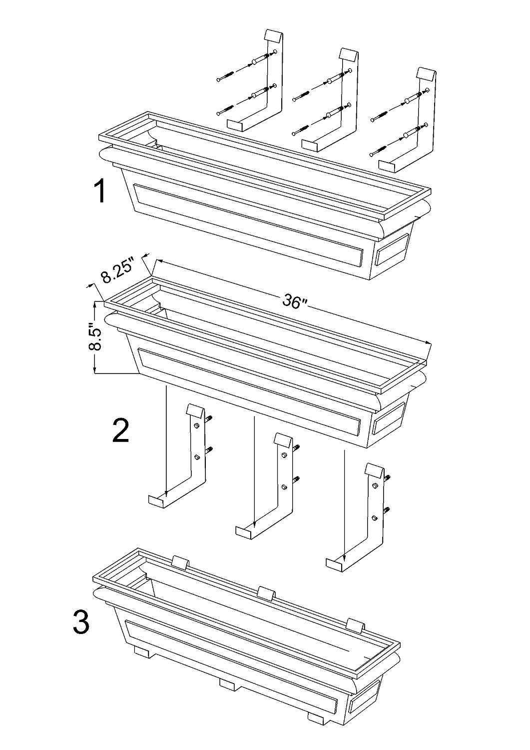 H Potter Window Box Planter with Brackets - 48" Copper Finish