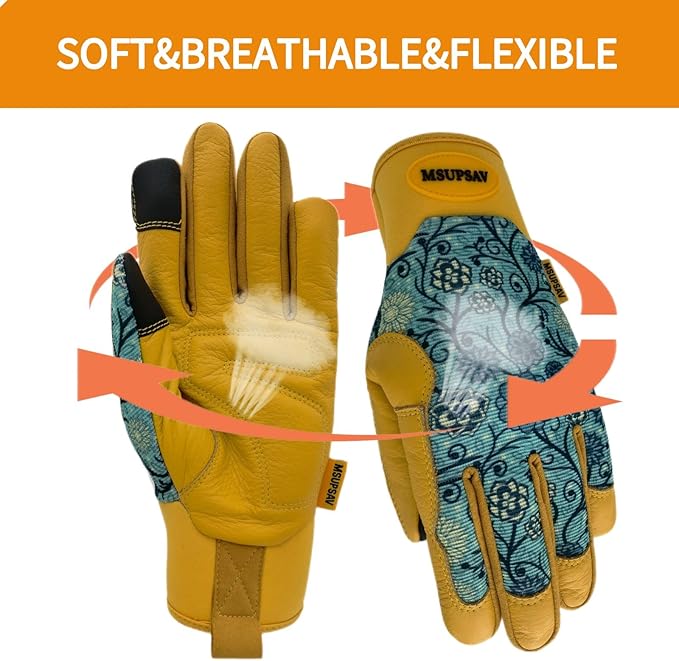 Thorn Proof&Puncture Resistant Gardening Gloves with Grip,Garden Glove for Women, Leather Yard Work Gifts