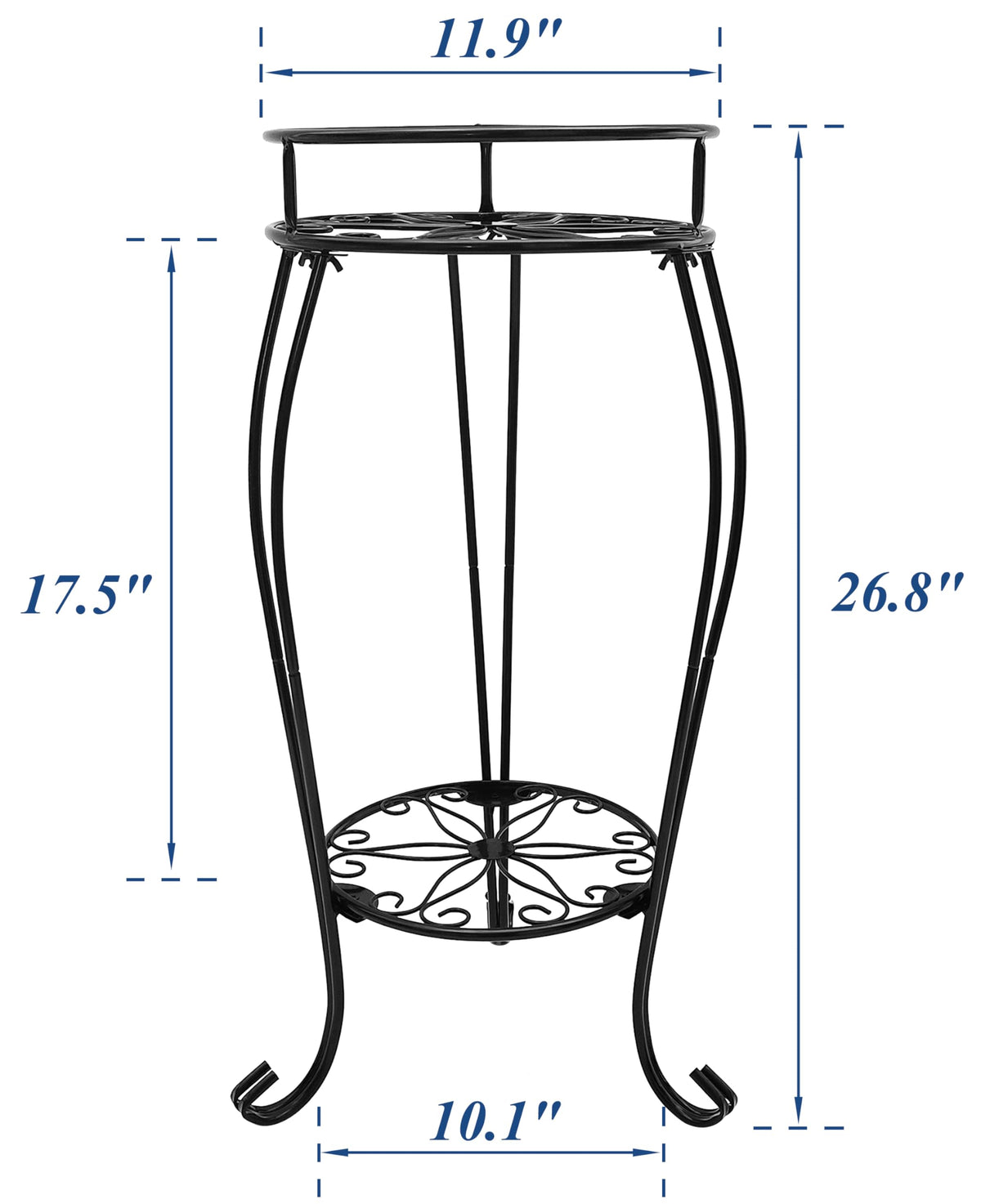 CASIMR 2 Tier Plant Stand, 26.8 inch Tall Metal Potted Holder Rack,Indoor Outdoor Multiple Flower Pot Shelf Rustproof Iron Garden Container for Garden Patio Living Room Corner Balcony, Black