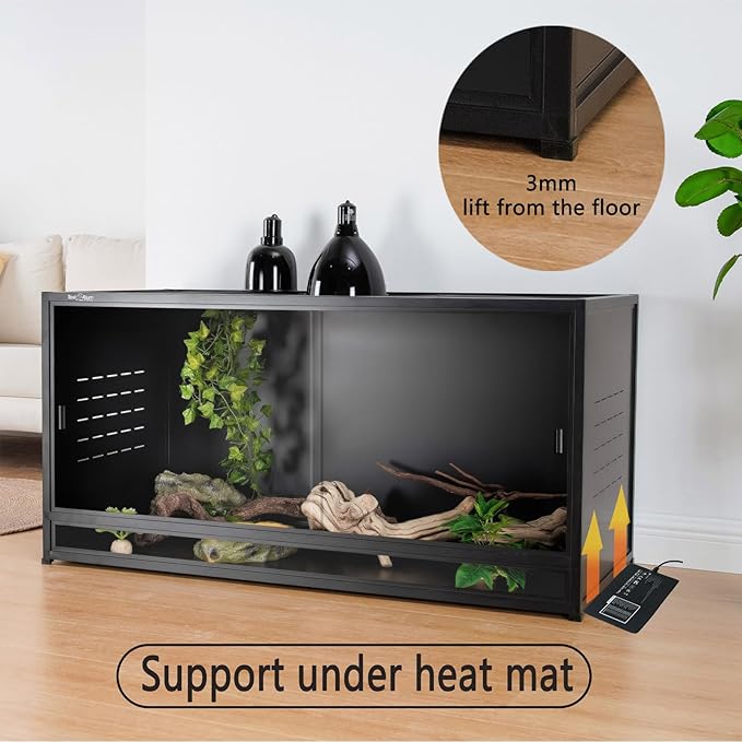 Reptile Tank 44''x20''x20'' ToxiRium Large PVC Reptile Enclosure 76 Gallons for Bearded Dragon Gecko Lizard Snake, Wide Lounge Vivarium Area with Sliding Doors Lock