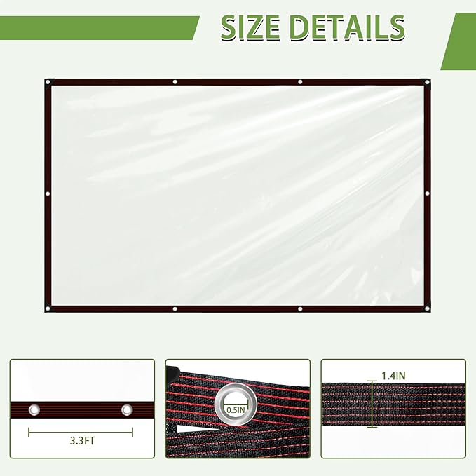 Clear Tarp Waterproof with Grommets,Heavy Duty PVC Vinyl Tarps Cover,Transparent Tarpaulin Large (Small) for Outdoor/Camping/Plant/Garden/Chicken Coop/Cat Litter