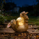 SOFFEE GARDEN Solar Bunny Lamp Playing with Ball, 10x5x9 Inch Outdoor Rabbit Decor, Whimsical Garden Statue for Lawn, Backyard & Night Landscape