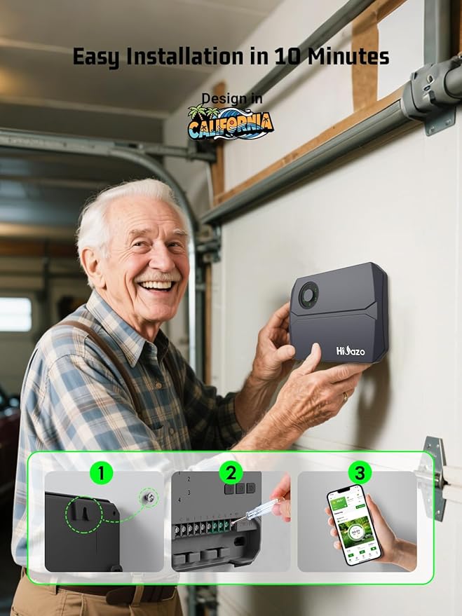 Smart Sprinklers Controller 2.4GHz WiFi, Irrigation Controller Easy Use App Enabled, 4 Zone + 16 Plans, Save Water Auto Skip Rain, Freeze & Wind, 10 Minutes Install (Deep Grey)