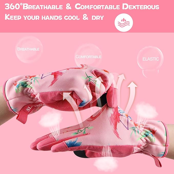 Leather-Gardening-Gloves for Women,Thorn-Proof Work-Gloves for Weeding,Digging,Planting,Pruning Yard garden Gloves