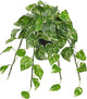 Hollyone Artificial Hanging Pothos Plants Potted Fake Ivy Faux Pothos Vine Leaves Hanging Greenery Plant in Black Pot for Home Indoor Tabletop Bedroom Patio Shelf Office Decor