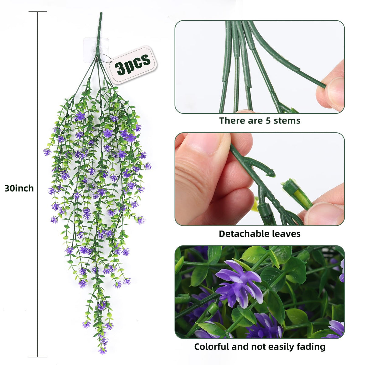 RECUTMS Vine Plant Fake Ferns Plants Large Faux Artificial Hanging Vines
