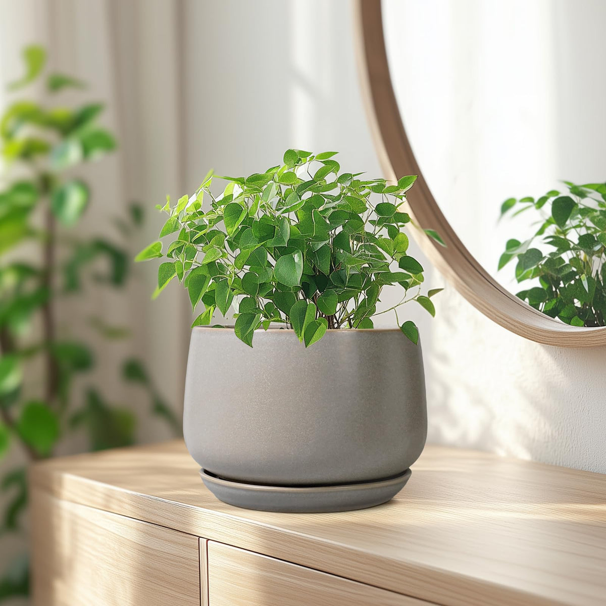 G EPGardening Ceramic Pots for Plants 7 Inch, Grey