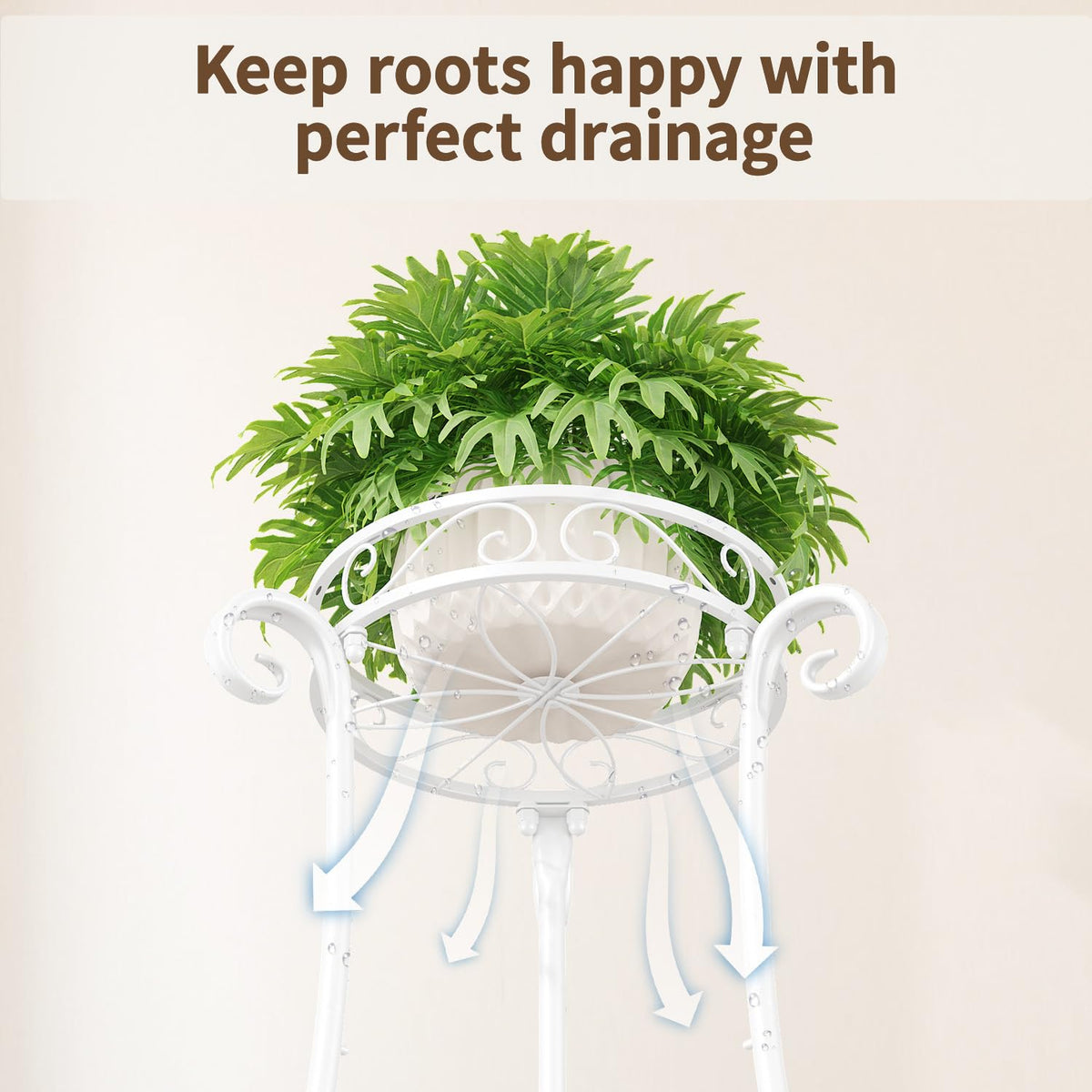 LASZOLA Metal Corner Plant Flower Stand Tall Indoor Outdoor, 2 Tiers White