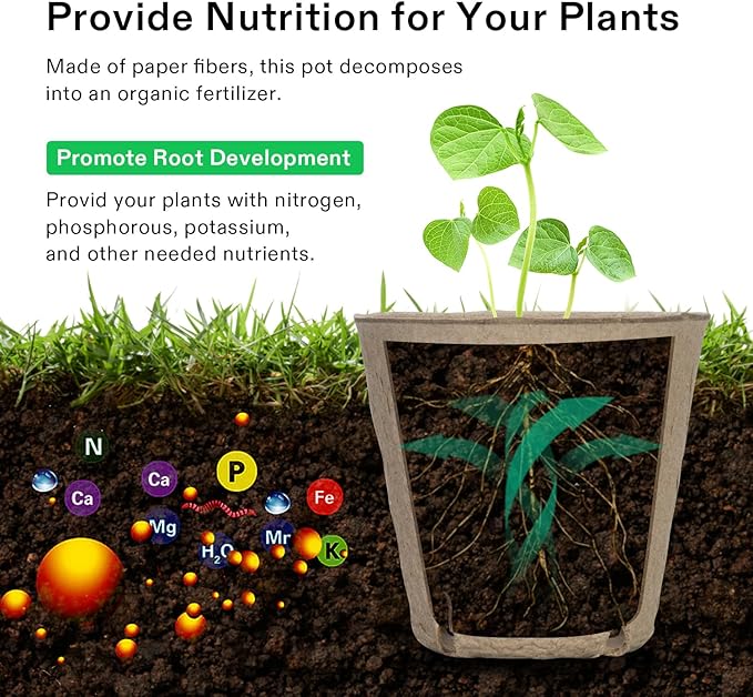 VIVOSUN Peat Pots, 30 Packs 3.15-Inch Seed Starting Pots with Drainage Holes, Round Nursery Pot, 20 Plant Labels for Flowers, Plants, Vegetables, 30Pcs