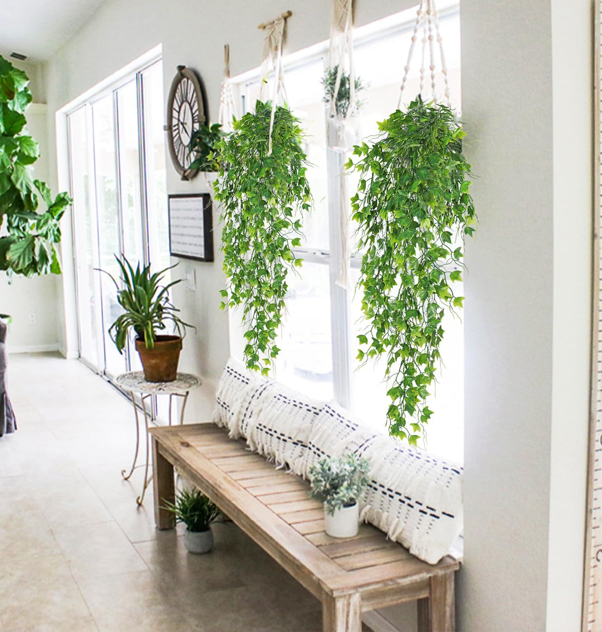 RECUTMS 3Pcs Green Artificial Plant Faux Ivy Greenery Fake Hanging Plants