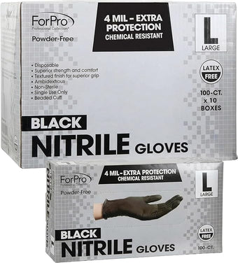 ForPro Disposable Nitrile Gloves, Chemical Resistant, Powder-Free, Latex-Free, Non-Sterile, Food Safe, 4 Mil