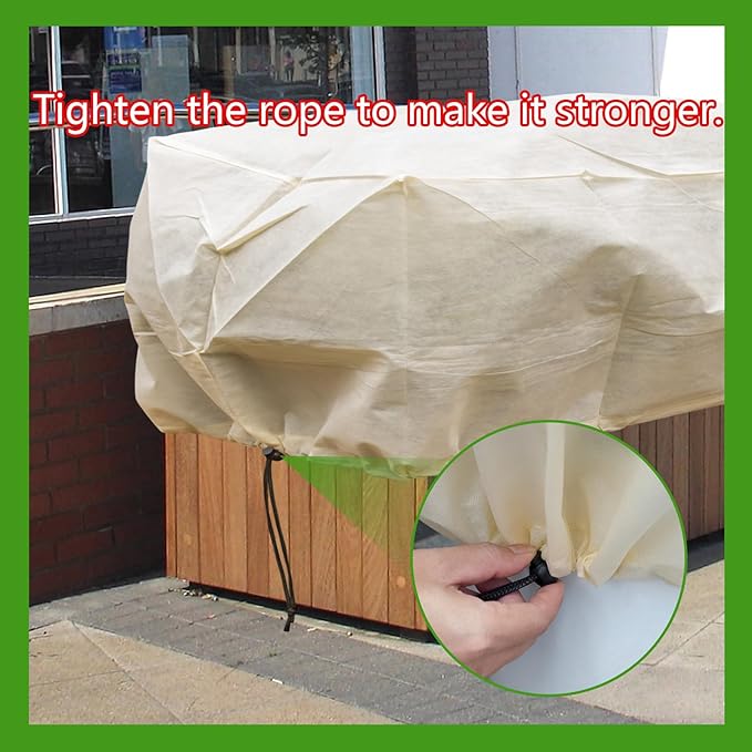 DINGBAI Plant Cover Freeze Protection, Winter Plant Covers, Plant Frost Cover, Tree Plant Freeze Protection Covers, Planter Plant Winter Frost Blanket with Zip Drawstring,2 Pack (68.9x17.7x15.7INCH)