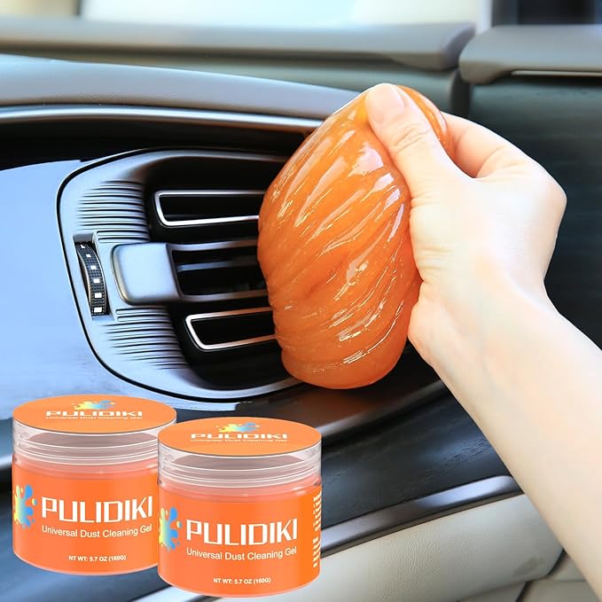 PULIDIKI Car Cleaning Gel for Car Cleaning Putty Car Putty Auto Detailing Tools Car Slime Cleaner Dust Cleaning Gel for Car Interior Cleaner Car Accessories Keyboard Cleaner Orange (2Pack)